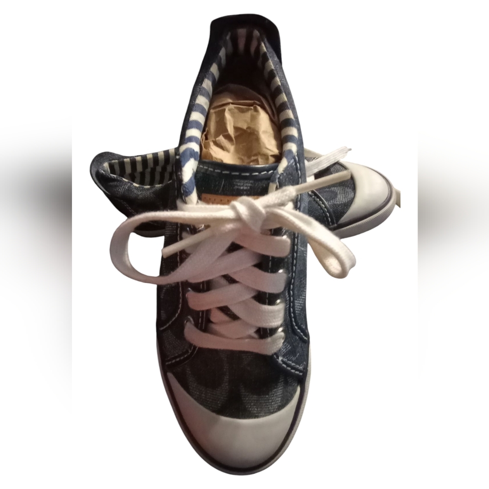Casual Coach Denim Sneakers with White Laces